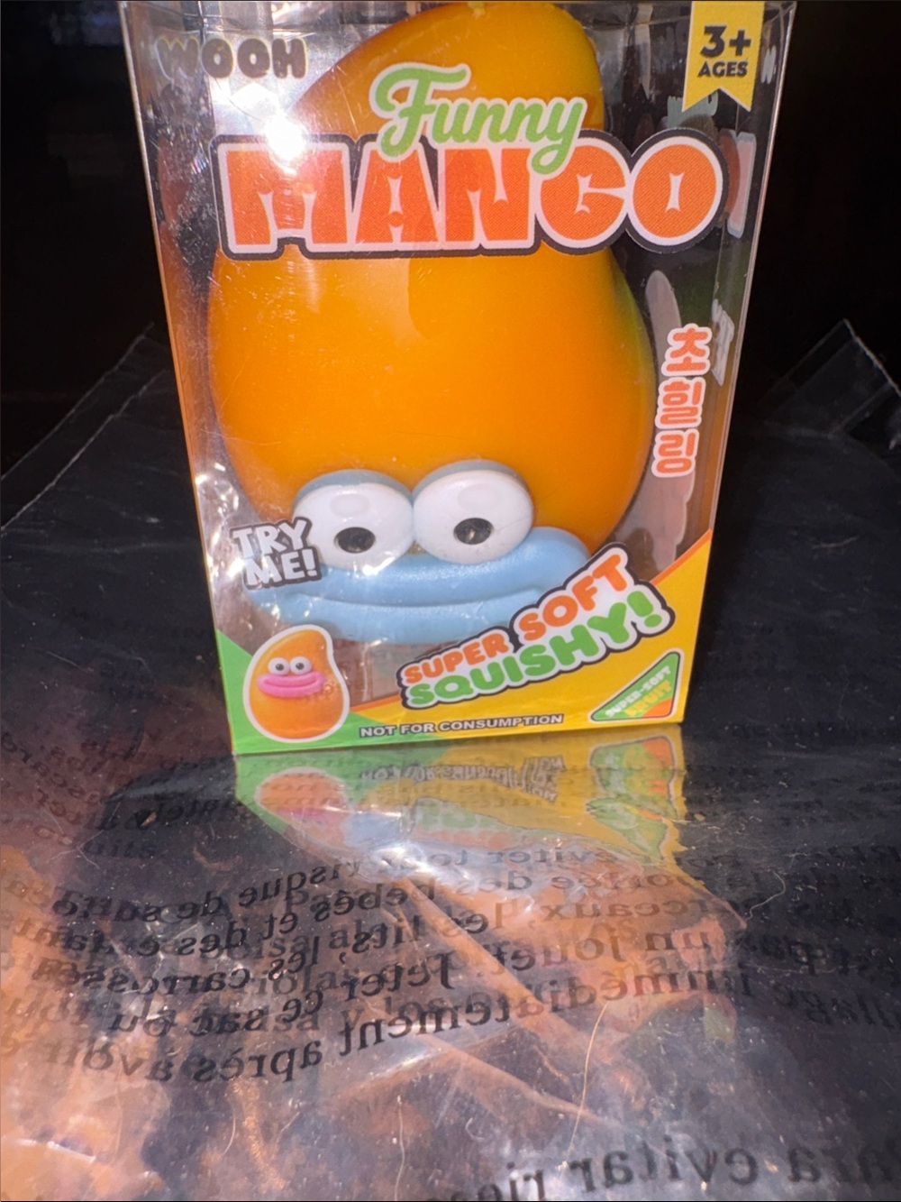 NIB FUNNY MANGO WITH EYES & blue smile super soft squishy by WOOH :$8
